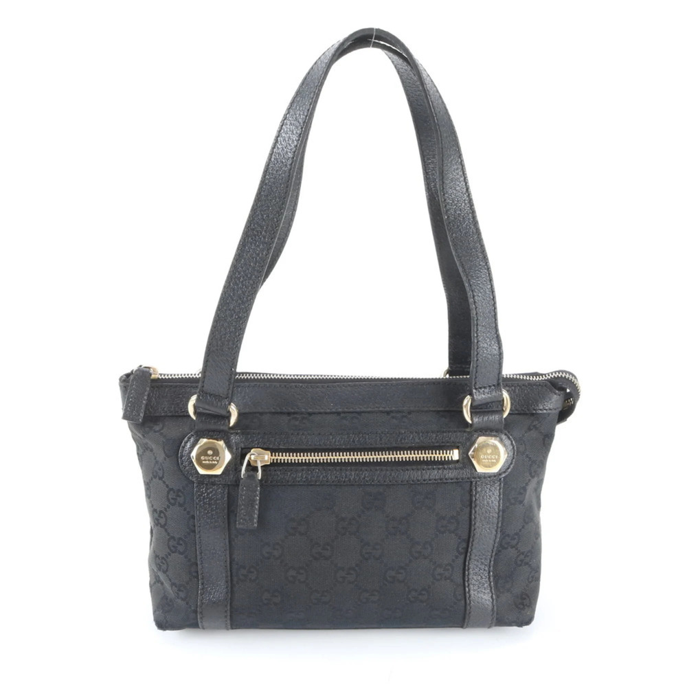 Gucci GG Canvas 152458 Leather Handbag Tote Bag Black - Brand Name Women's